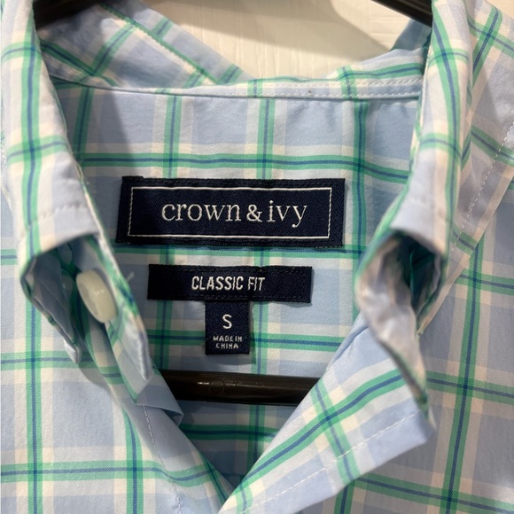 Crown & Ivy Blue and Green Plaid Shirt - Picture 3 of 4